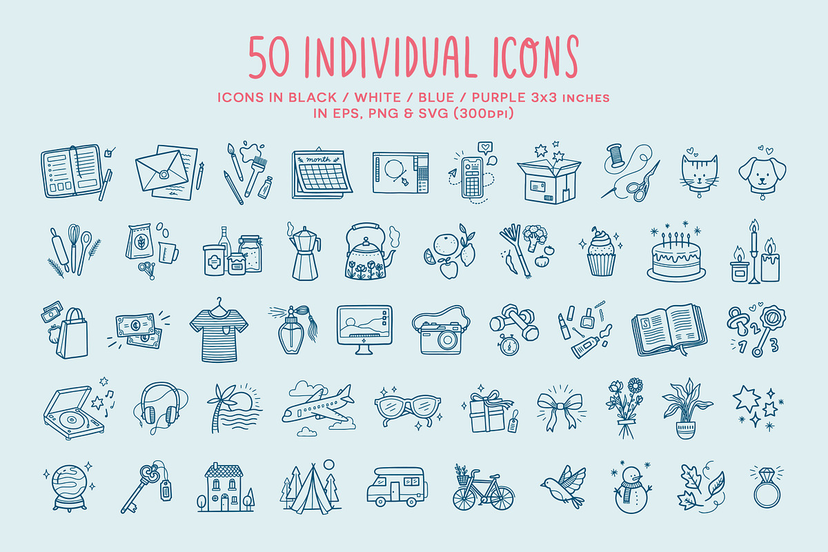 50 hand-drawn icons - Vector, an Outline Icon by Carole Chevalier (Photo 5 of 6)