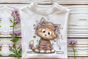 Whimsical Easter Kitten Clipart, an Illustration by OK Design (Thumbnail 4 of 6)
