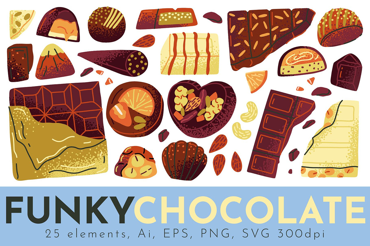 FUNKY CHOCOLATE, a Food Illustration by Elliko shop (Photo 1 of 6)
