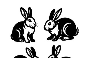 vector set of four rabbits. Animals., an Animal Illustration by yod67