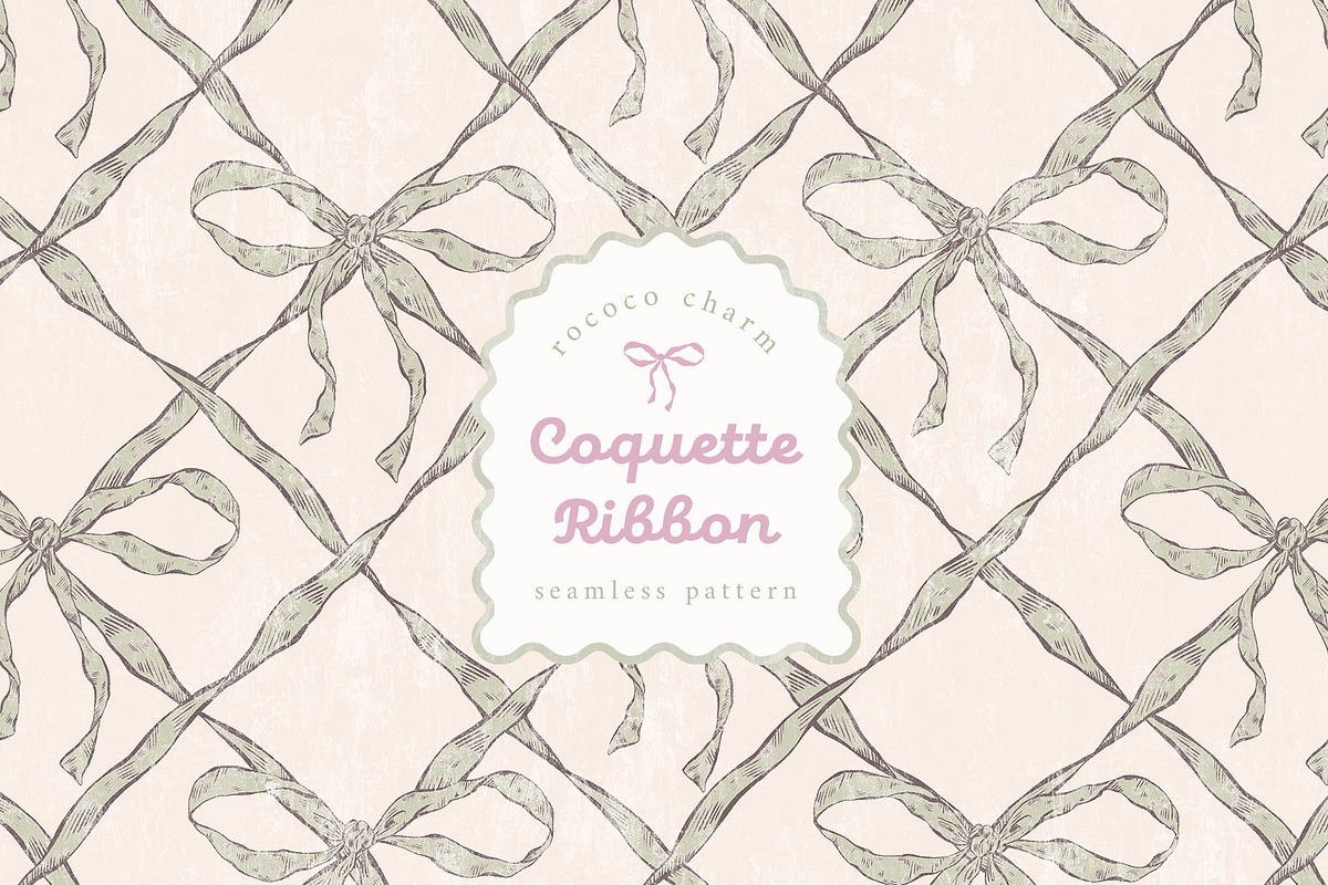 Coquette Bows & Rococo Pattern, a Wallpaper Graphic by Yello_illustration (Photo 1 of 16)