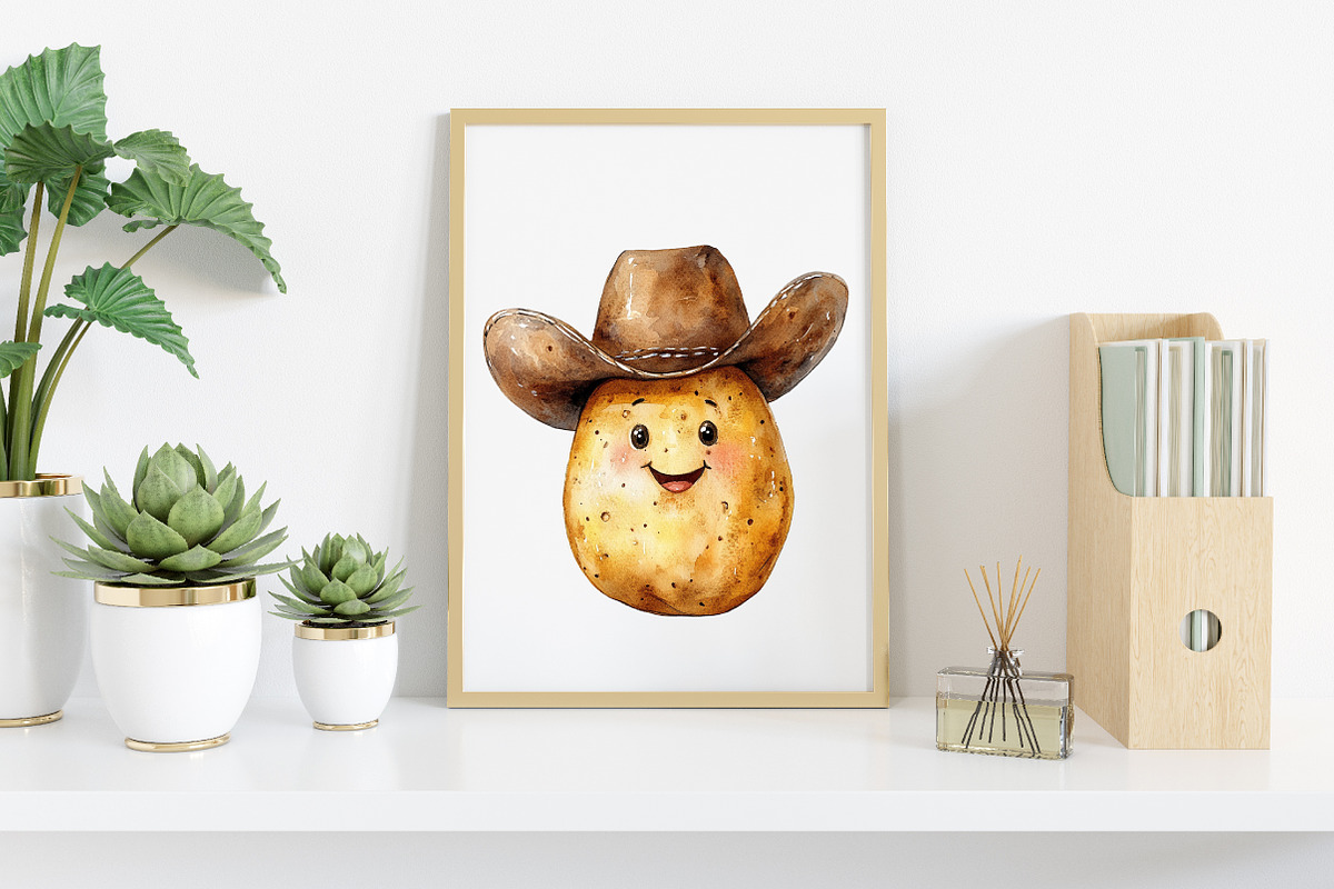 Watercolor Funny Potato Clipart, an Illustration by Canvas Craft (Photo 6 of 8)