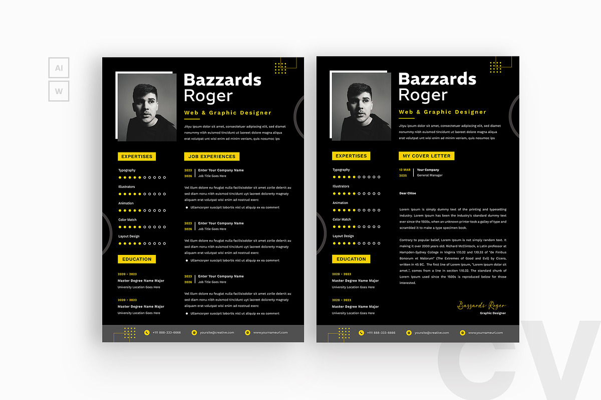 Black Style Resume CV, a Resume Template by iDoodle Studio (Photo 1 of 3)