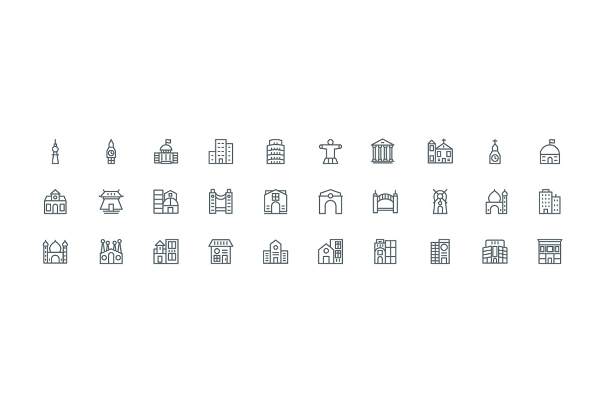 320 Buildings Line Icons, an Outline Icon by Vectors Market (Photo 5 of 5)