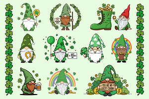 St. Patrick’s Day Gnome Clipart set, a Graphic by T-shirt Pond