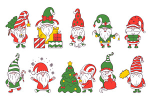 Christmas doodle gnomes. Cute dwarfs, an Illustration by Valerie Bodnar