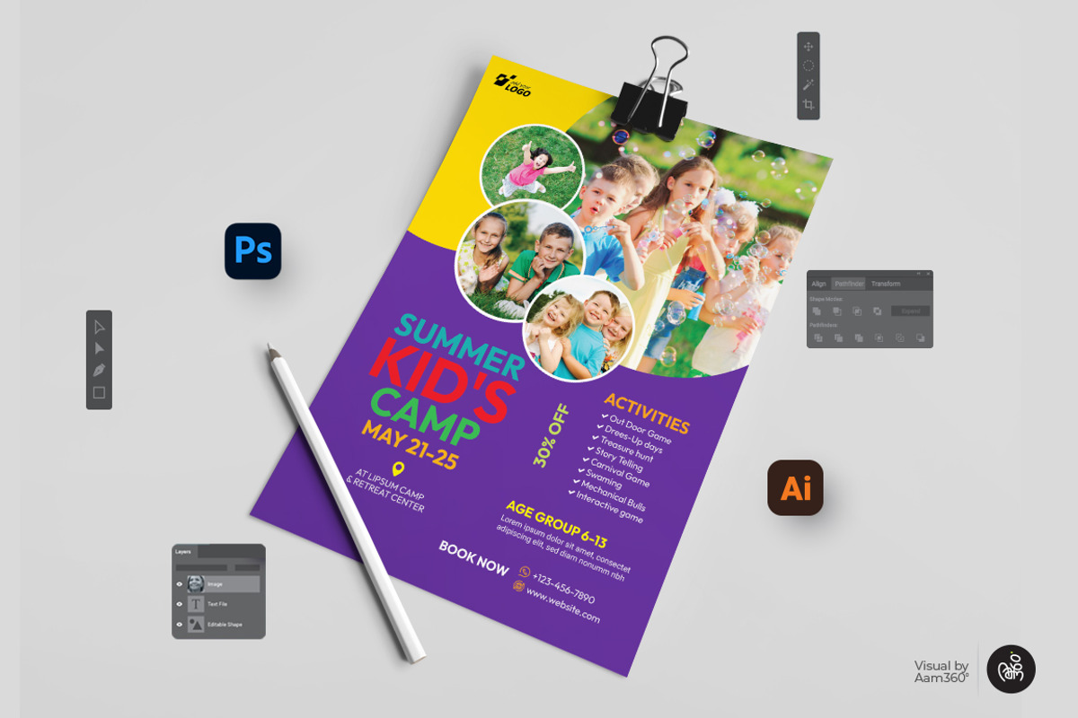 Summer Camp Flyer Template, a Flyer Template by Aam360 (Photo 3 of 3)