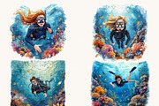 Watercolor Woman Diving Clipart, a Person Illustration by Design Scotch (Thumbnail 5 of 8)