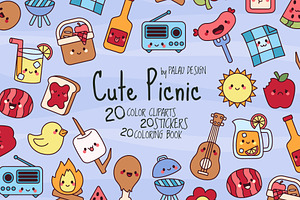 Cute Picnic Time Characters, a Seasonal Illustration by Palau