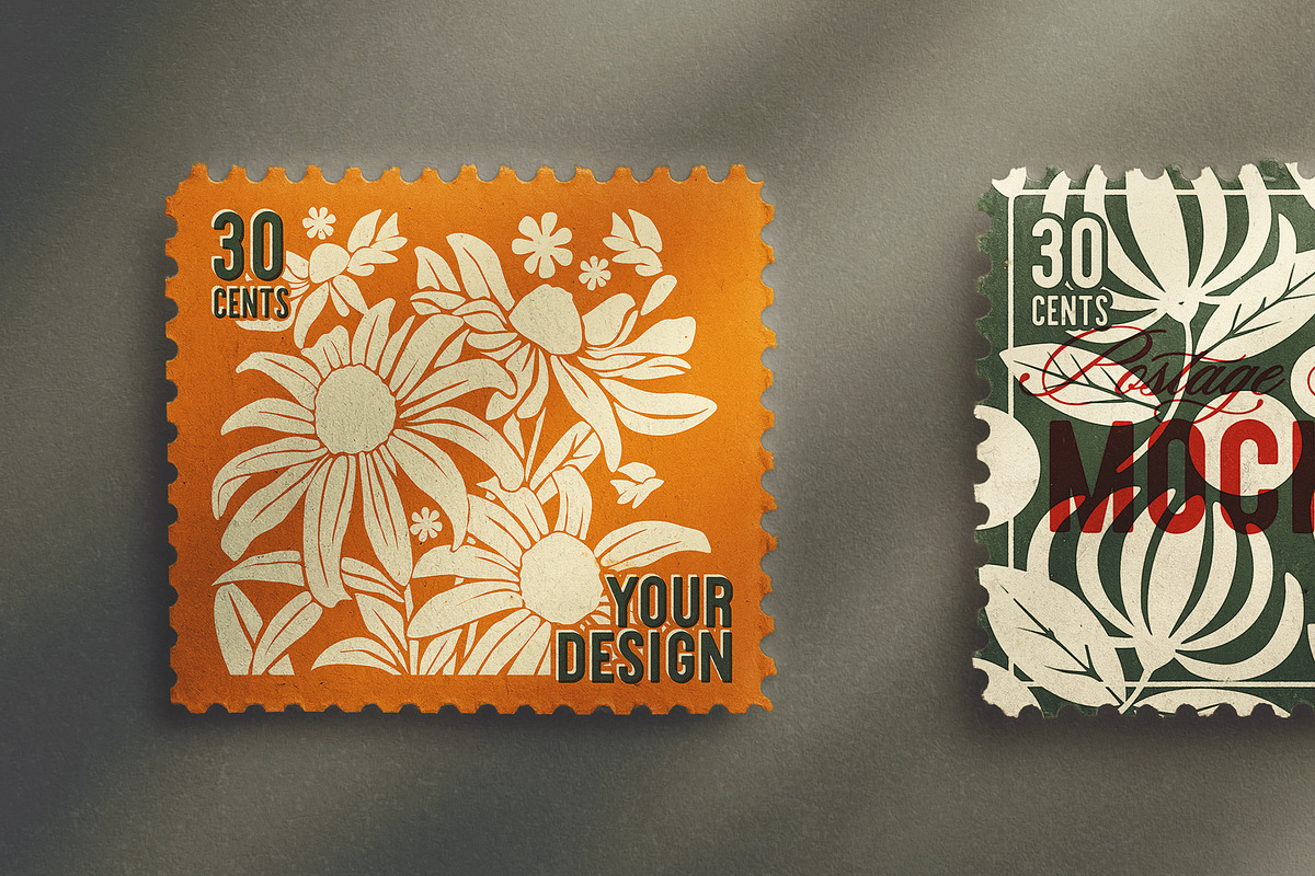 Two Horizontal Postage Stamp, an Advertising Mockup by Custom Scene (Photo 3 of 11)