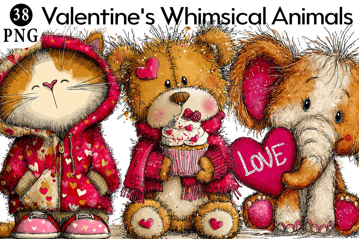 Valentine's Whimsical Animals Clipar, an Illustration by Daily.Designs (Photo 1 of 5)