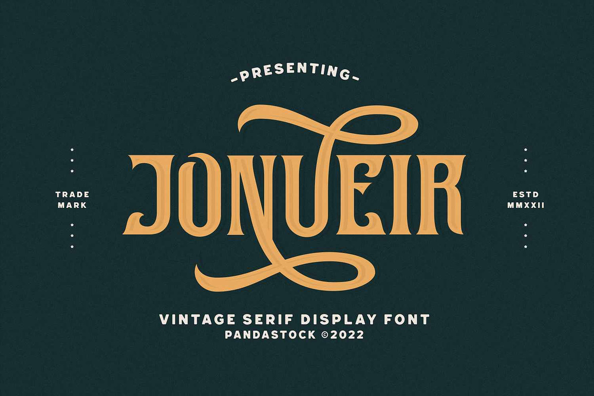 Jonueir - Vintage Serif Display Font, a Serif Font by Imoodev (Photo 1 of 5)