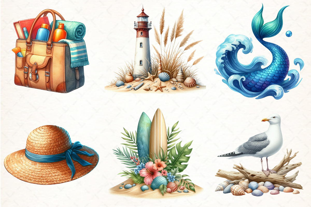 Coastal Summer Sublimation Clipart, an Illustration by Pixels.Craft (Photo 3 of 7)