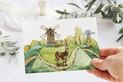 Donkey and windmill clipart, an Animal Illustration by Artmanata (Thumbnail 7 of 11)