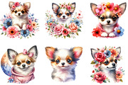 Watercolor Floral Chihuahua Clipart, an Illustration by DreamCafeArt (Thumbnail 5 of 6)