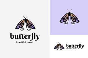 Simple Butterfly Vintage Logo Design