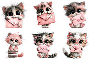 Valentine Cat Love Letter Clipart, an Illustration by CraftArtStudio (Thumbnail 5 of 6)