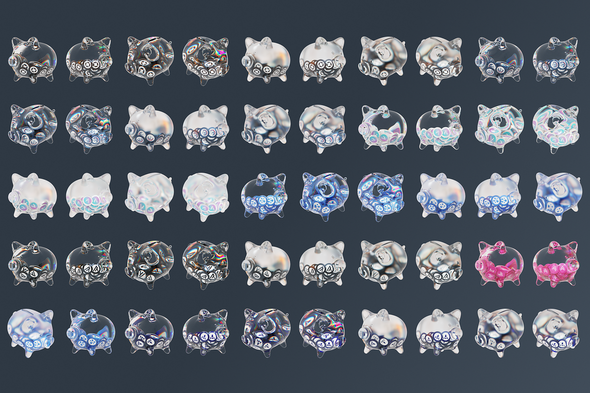 Crypto Piggy Bank 3D Icons Vol 1