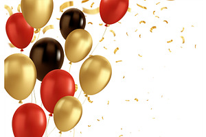 Red, Black And Gold Balloons And