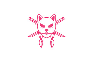 Female Kitsune With Swords Logo