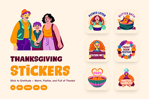 Thanksgiving Stickers Set, an Emoji Icon by Brickclay