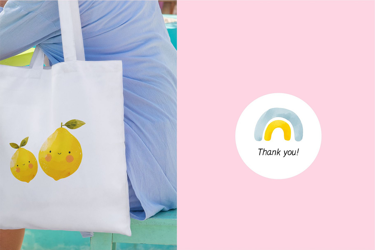 Cute Watercolor Lemon, a Decorative Illustration by MilaCreator (Photo 6 of 6)