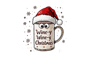 FunnyWine Christmas Cocktail Clipart, a Seasonal Illustration by Creative design (Thumbnail 3 of 7)