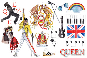 Queen Band Watercolor Clipart