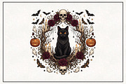 Spooky Gothic Black Cat Halloween, a Work Illustration by CraftArtStudio (Thumbnail 1 of 4)