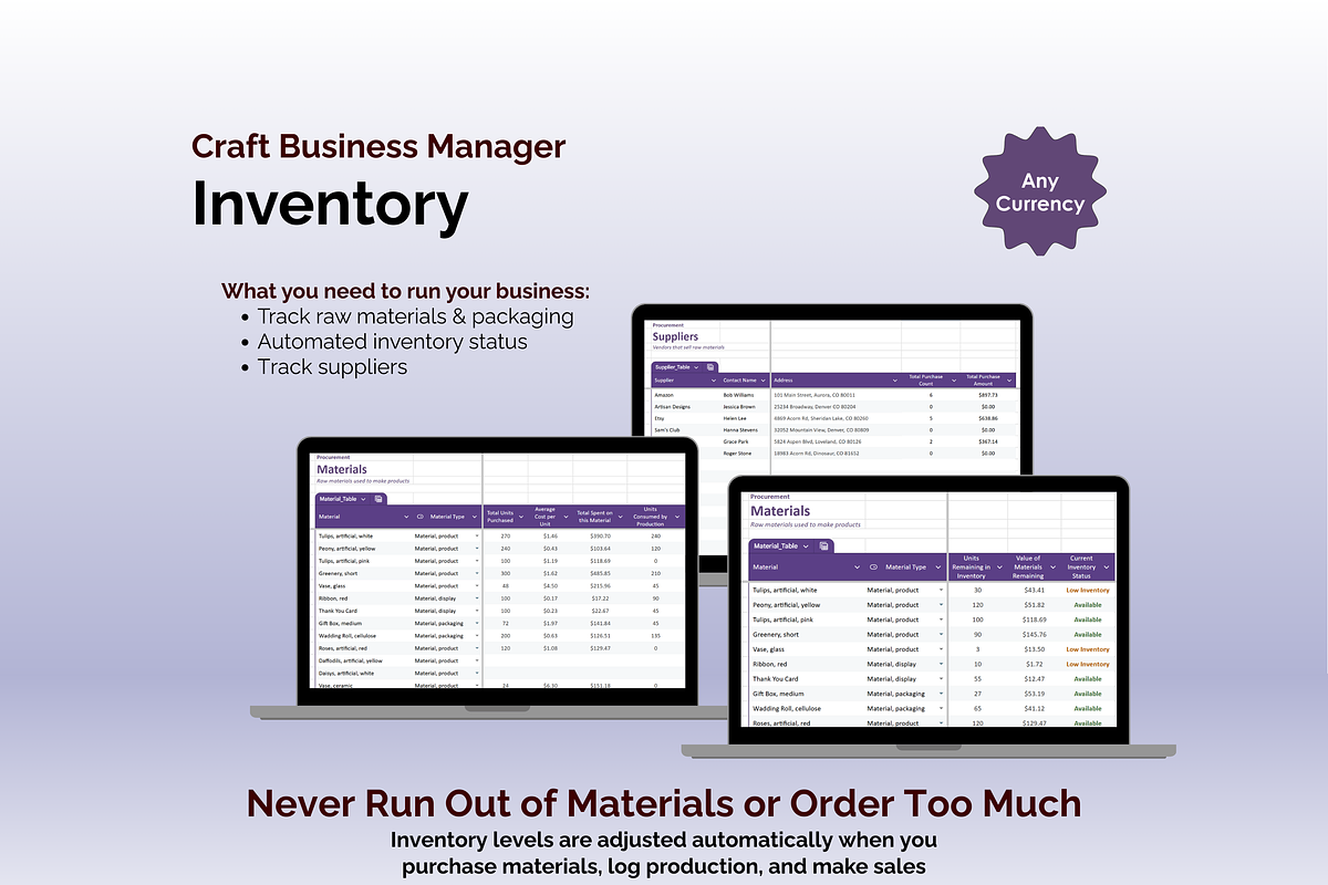 Craft Business Manager-Google Sheets, an App Template by Ardent Workshop (Photo 3 of 9)