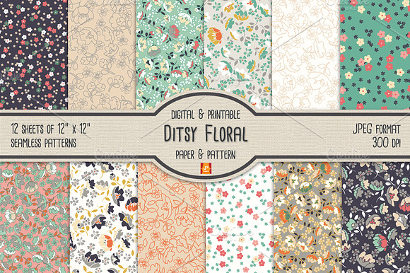 Sale - Ditsy Floral Paper & Pattern preview 4
