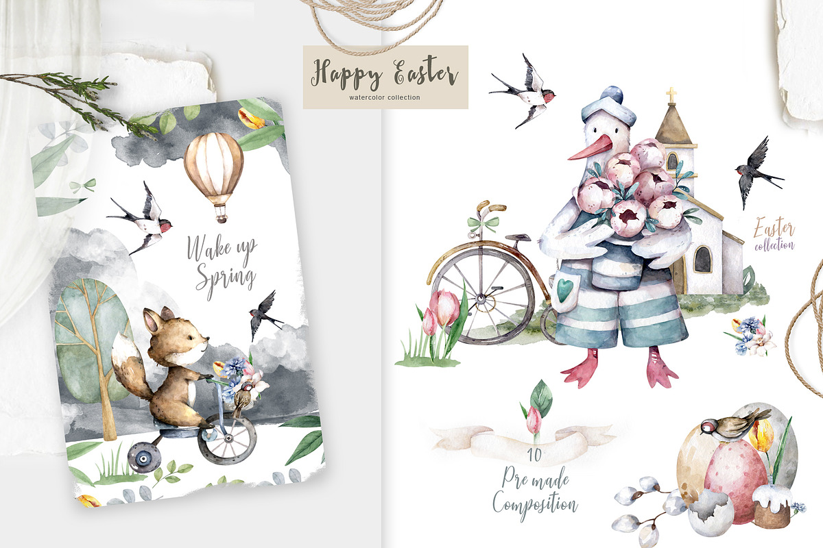 Happy Easter Spring Set 2, an Animal Illustration by Ann Art Houze (Photo 5 of 15)
