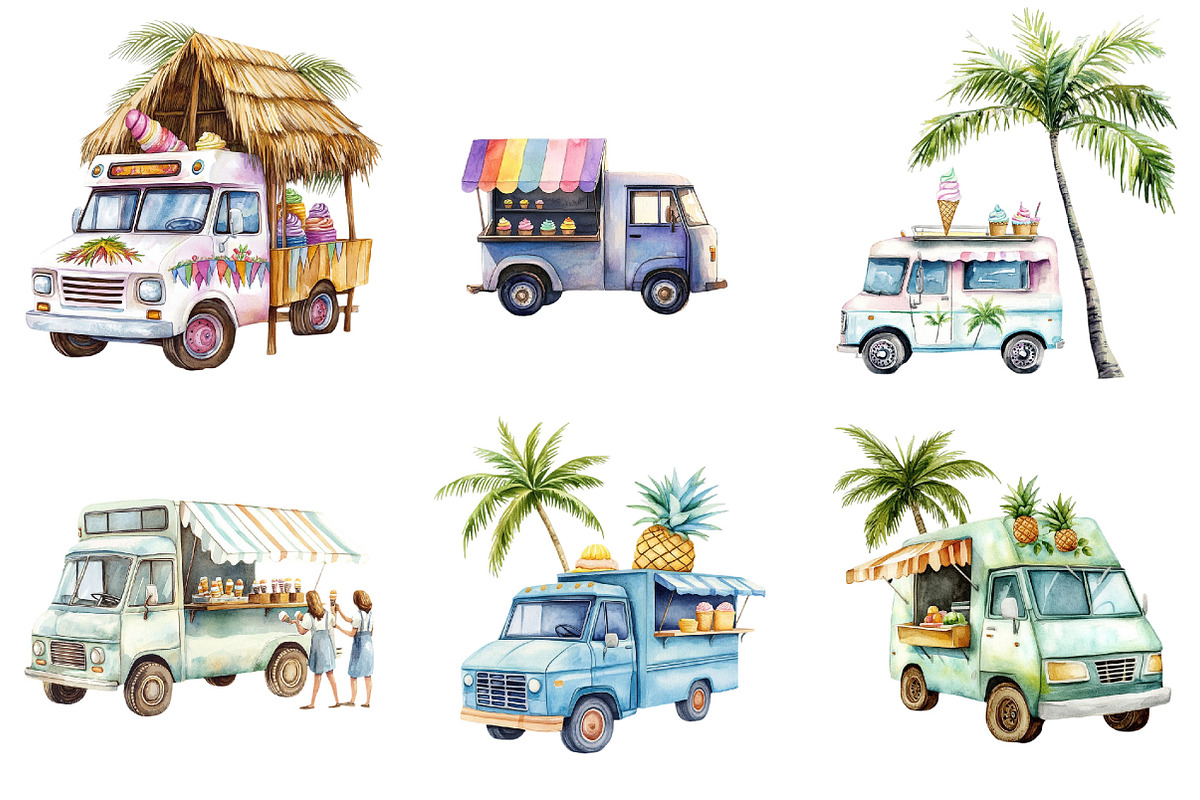 Summer Ice Cream Truck Clipart, an Illustration by Pixels.Craft (Photo 6 of 8)