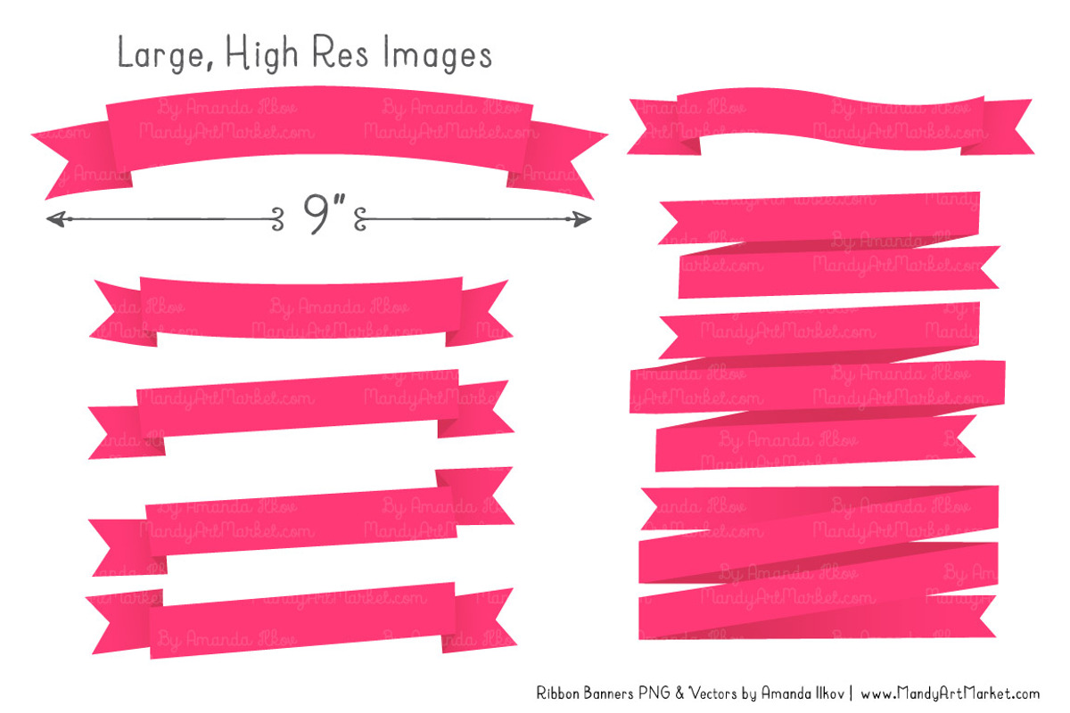Hot Pink Ribbon Banner Clipart, an Illustration by Amanda Ilkov (Photo 3 of 4)