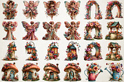 Watercolor Fairy Garden PNG Clipart, a Seasonal Illustration by RobertsArt (Thumbnail 2 of 7)