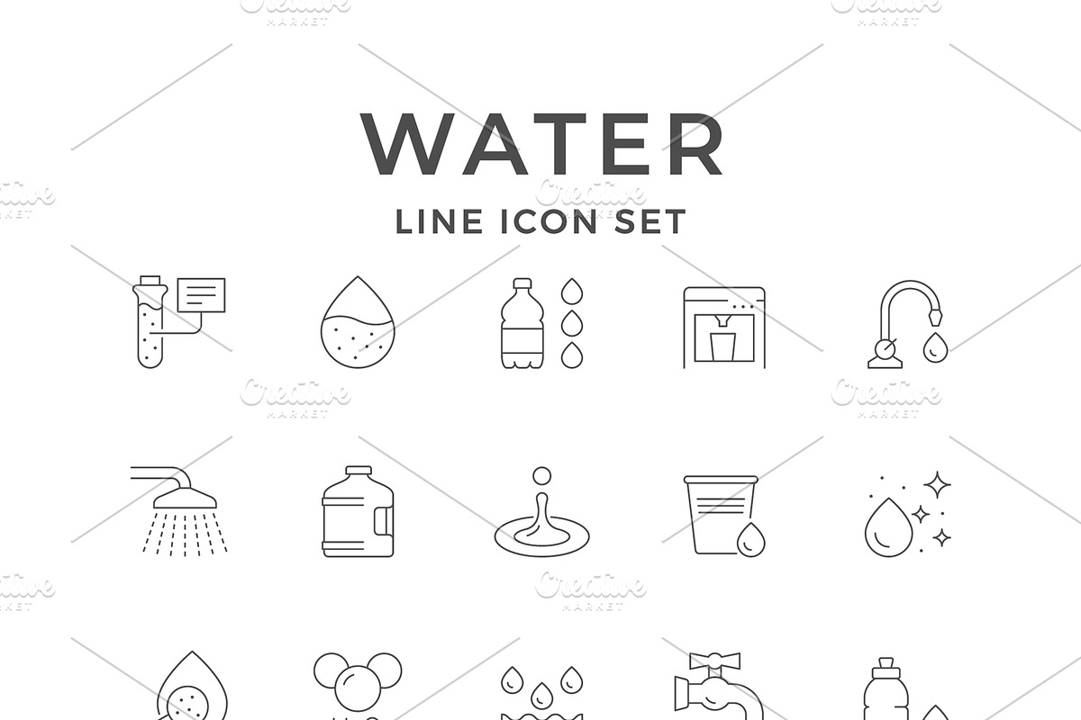 Set line icon of water, an Icon by motorama