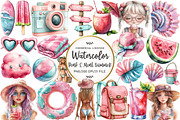 Pink & Mint Summer Clipart, an Illustration by OK Design (Thumbnail 1 of 5)