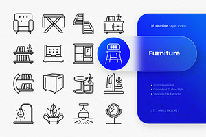 Furniture Outline Icons, an Outline Icon by cidcud_graphic