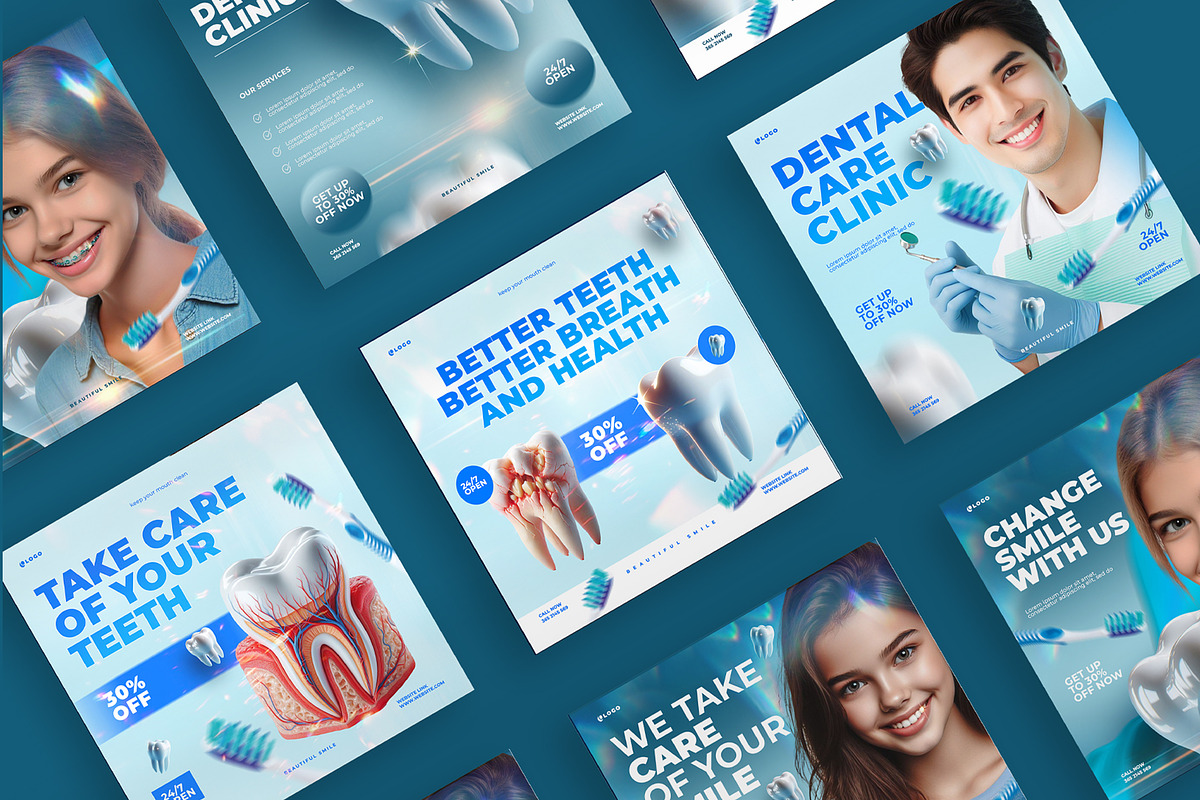 Dental Clinic Social Media Designs, a Social Media Template by graphic bakers (Photo 2 of 5)