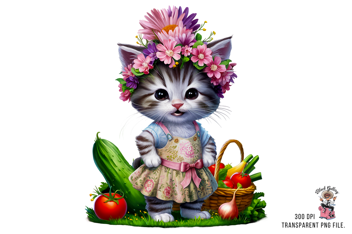 Vegetables Gardener Cat PNG Bundle, a Graphic by Clipart Bloom (Photo 6 of 13)