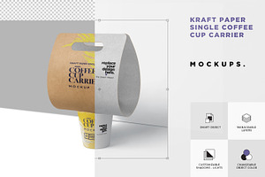 Kraft Single Cup Carrier Mockups