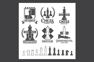 Set of chess labels and badges