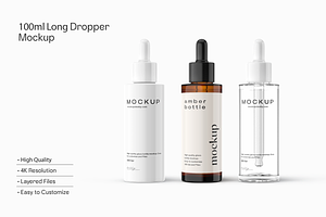 Long Dropper Bottle Mockup