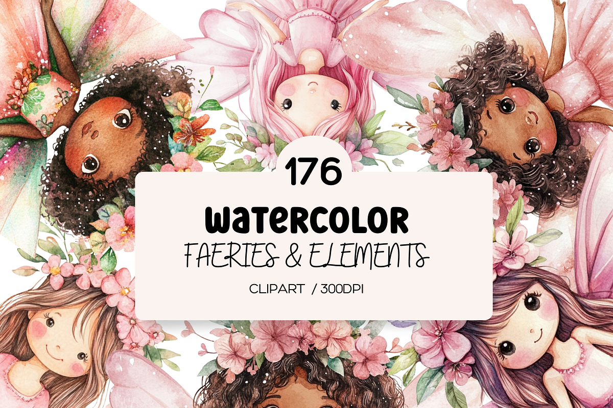 Fairy Watercolor Clipart Bundle, a Person Illustration by PrintablesByFranklyn (Photo 1 of 8)