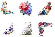 Patriotic Floral Corners Clipart, a Seasonal Illustration by CreationArt (Thumbnail 2 of 5)