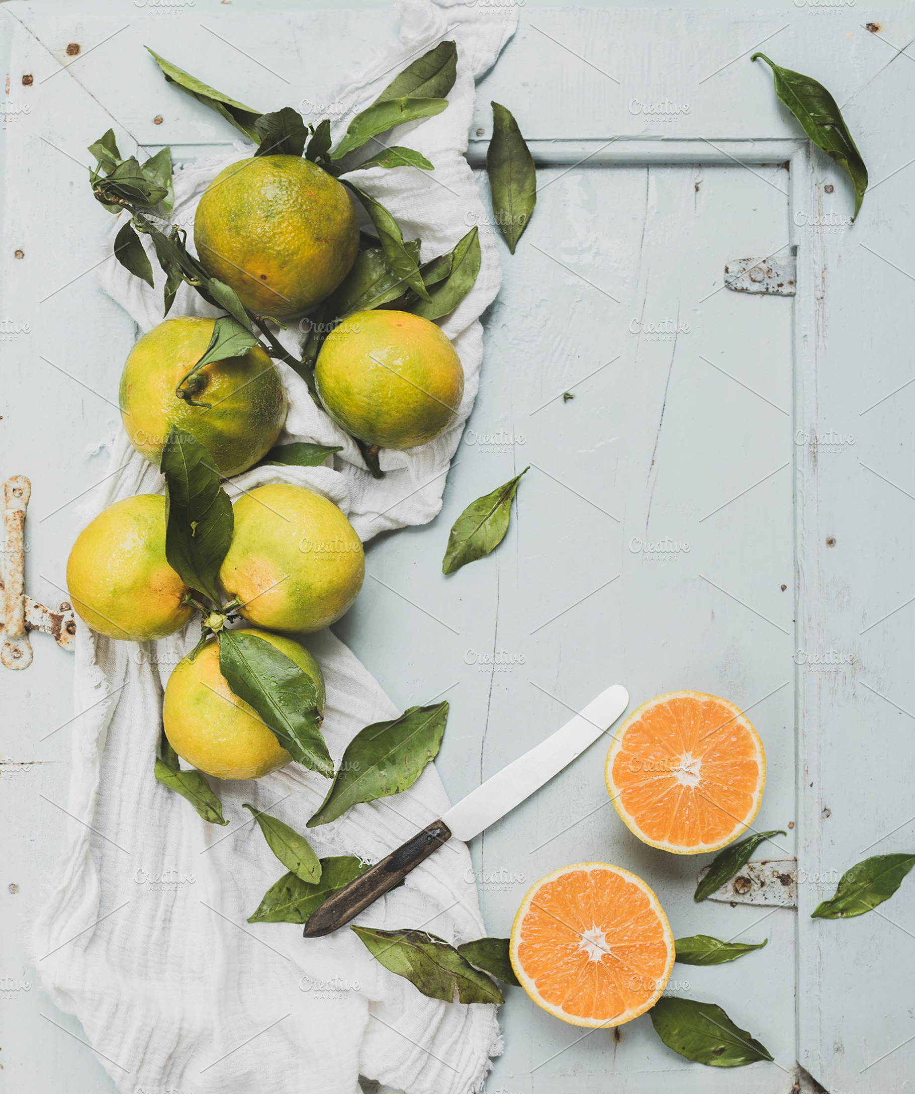 Fresh turkish tangerines with leaves stock photograph, a Food & Drink Photo by Foxys