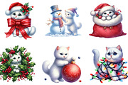 Christmas White Cat Clipart, Funny, an Illustration by DreamArtGraphic (Thumbnail 2 of 4)