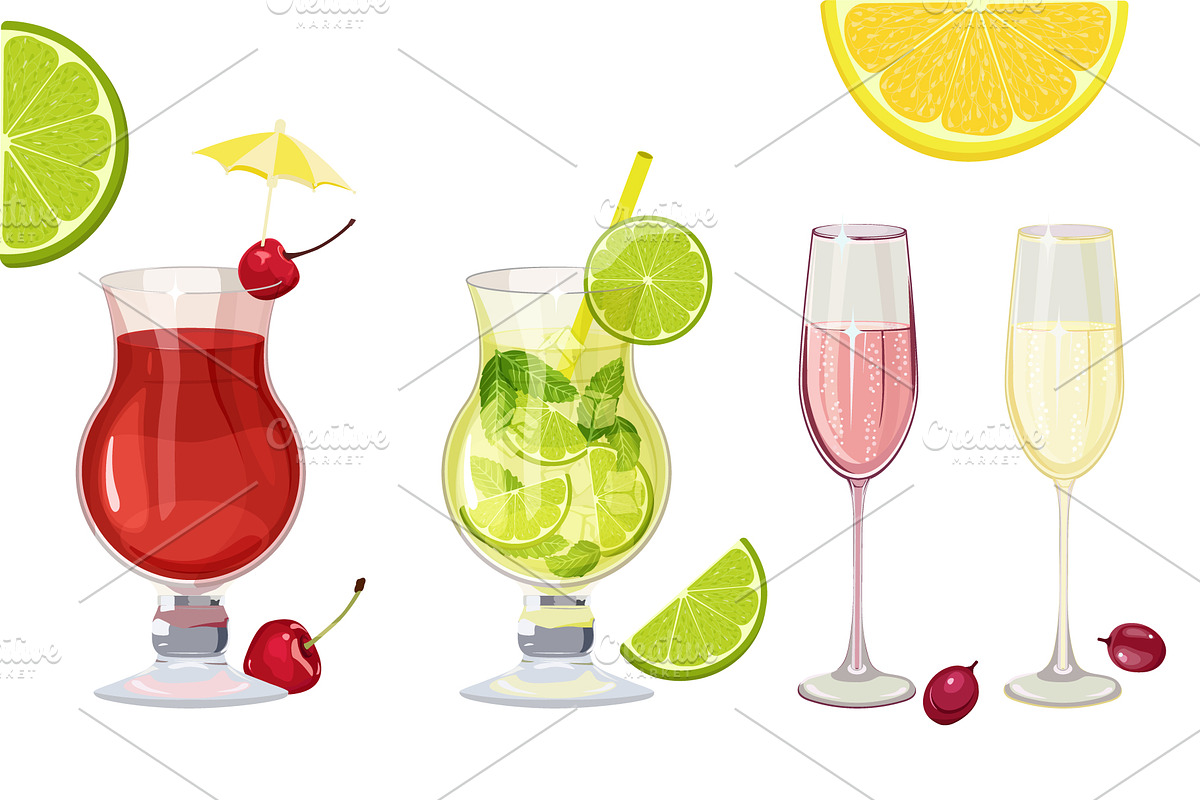 Set of Alcoholic Drinks, a Food Illustration by artdemidova (Photo 2 of 4)