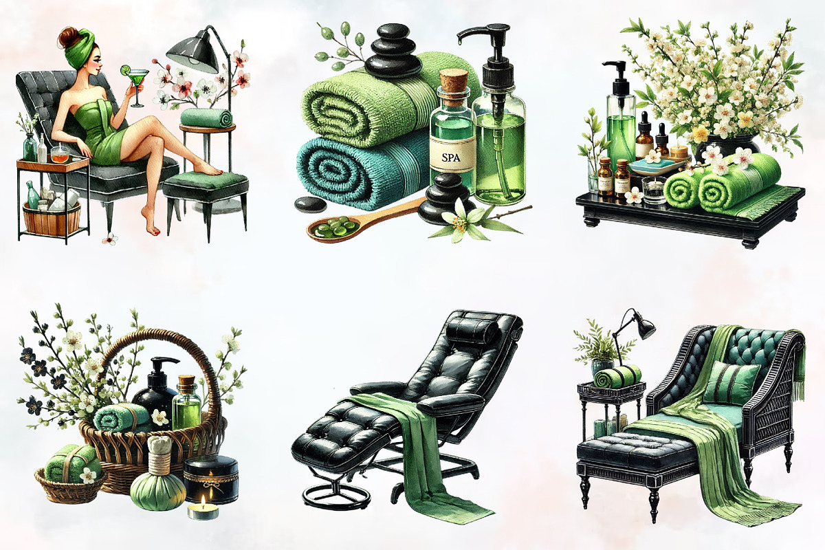 Spring spa day clipart, an Illustration by RobertsArt (Photo 4 of 7)