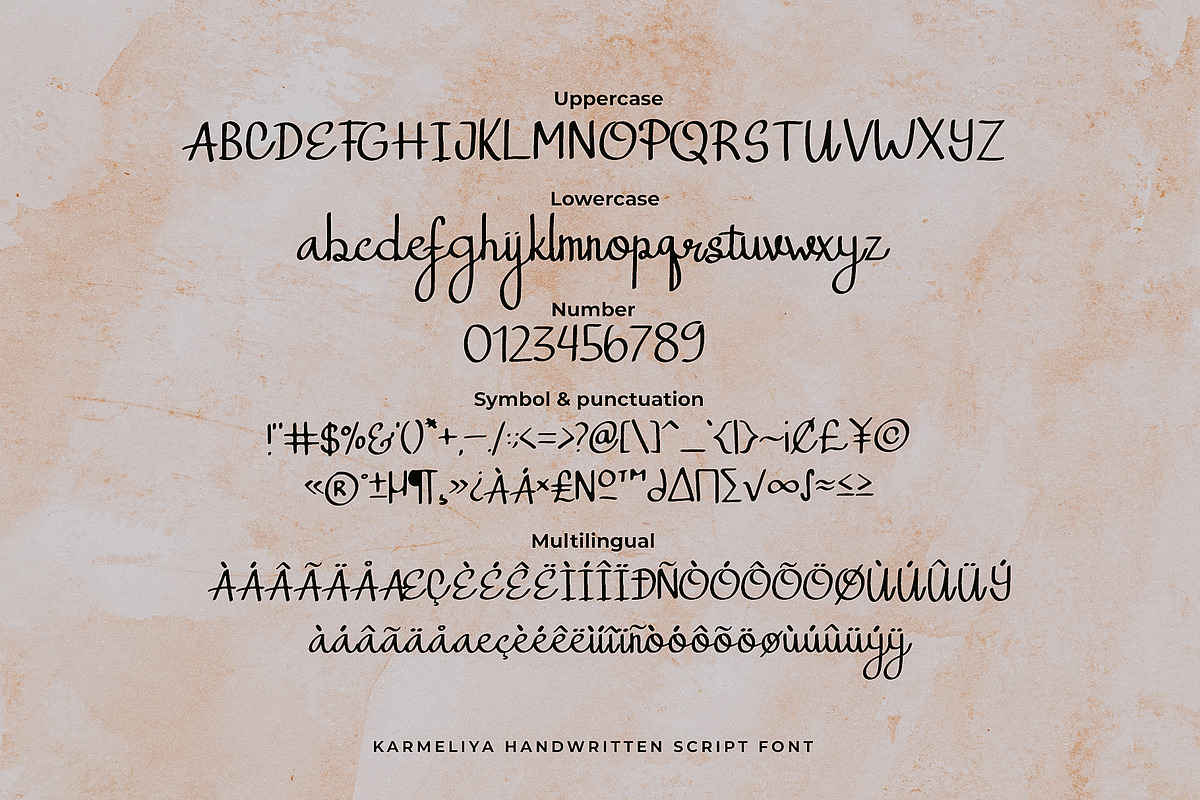 Karmeliya a Handwritten Script Font, a Script Font by Dawnside Graphic (Photo 3 of 13)